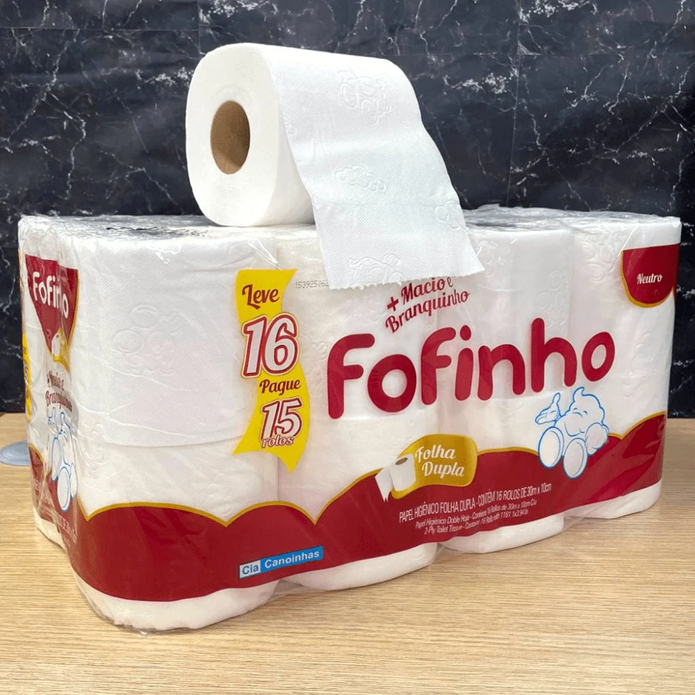 Papel Higiênico Fofinho Folha Dupla Fardo C/16 30mts - Imagem 2