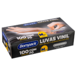 Luvas Vinil Bompack C/Pó M 100un