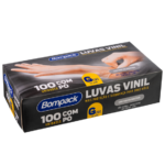 Luvas Vinil Bompack C/Pó G 100un