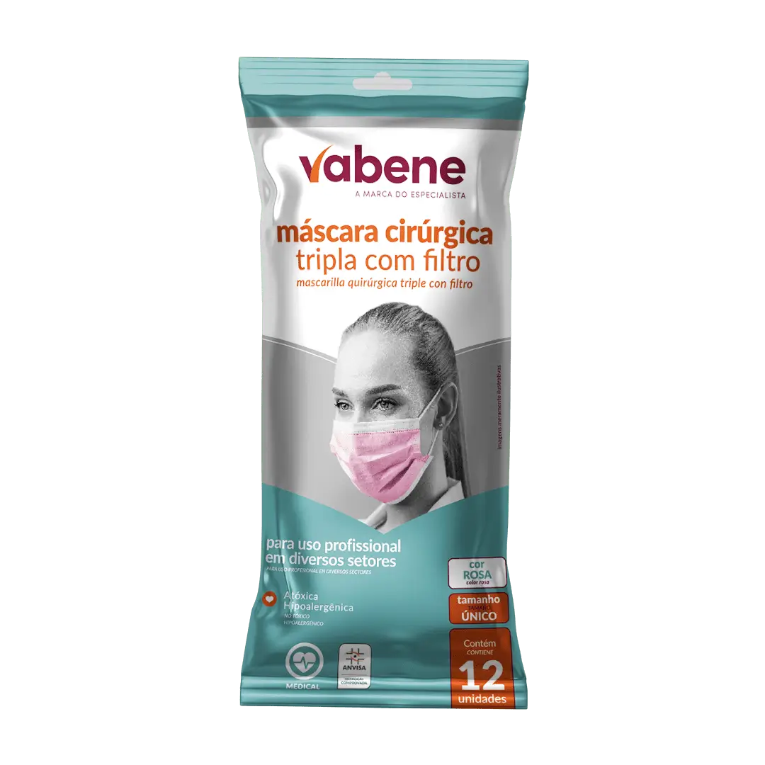 mascara-tripla-tnt-1 Máscara Tripla Vabene Rosa C/12un - Imagem 1